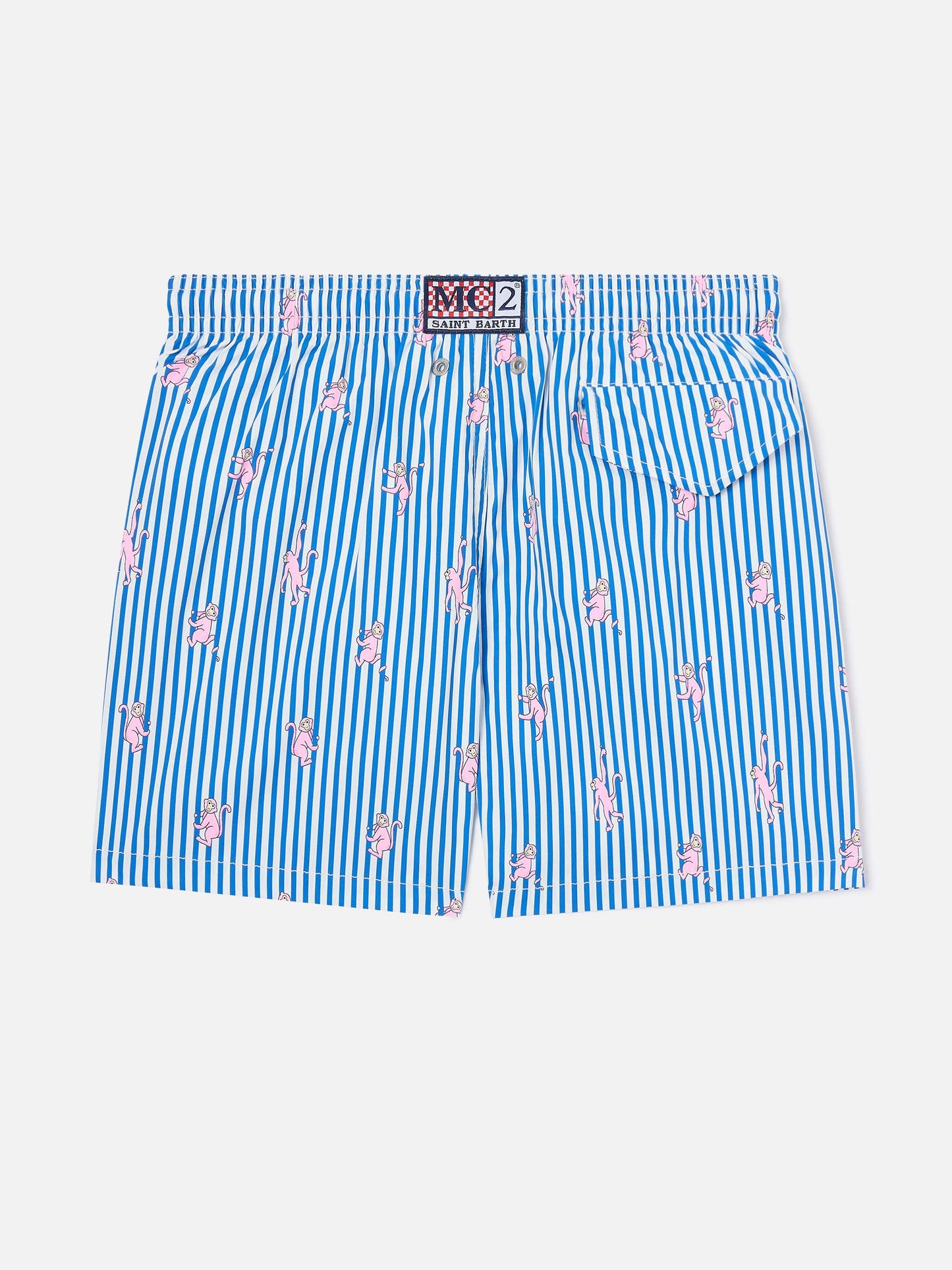 Jean Lighting Stretch swim shorts striped with monkey print