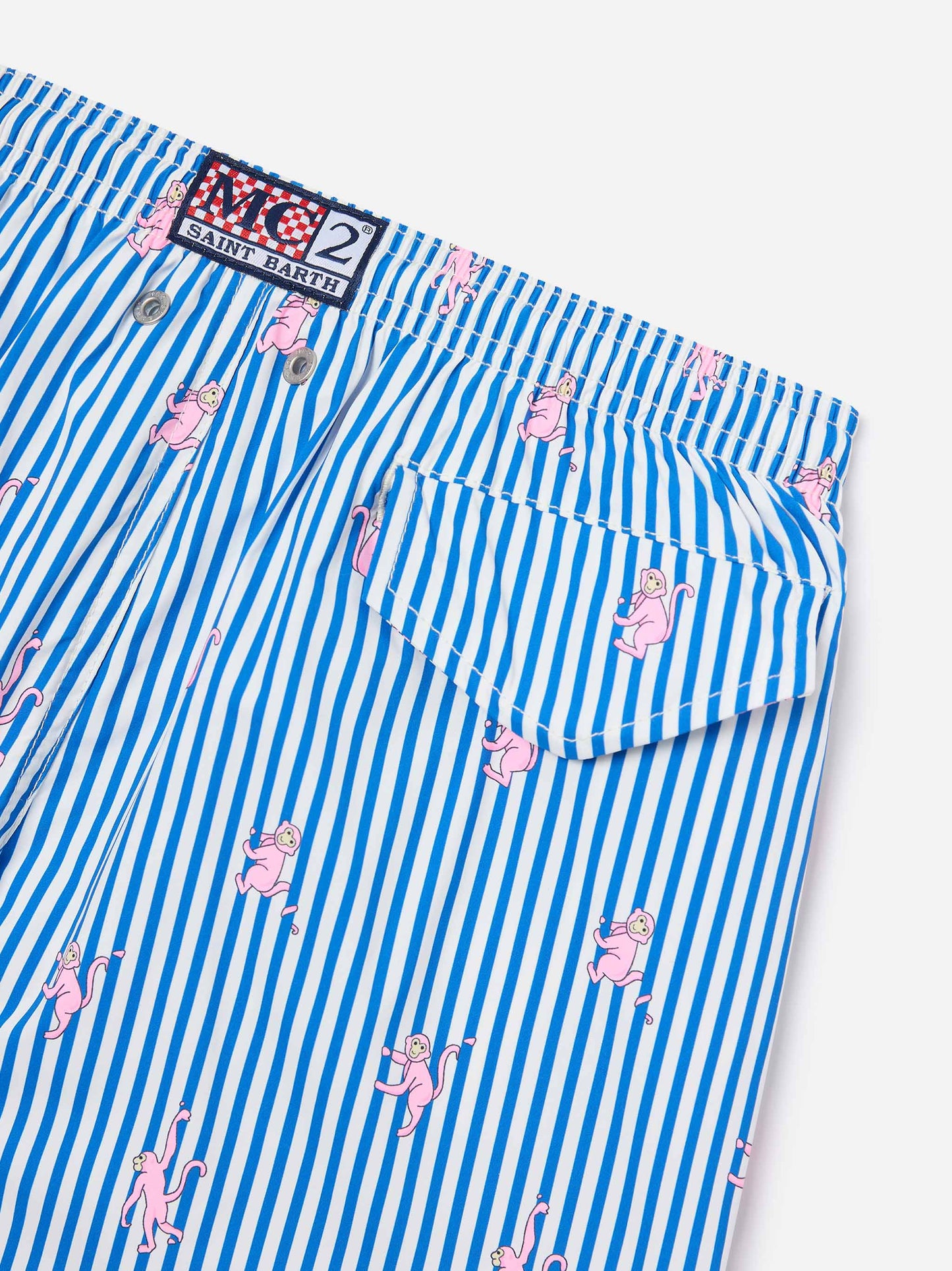 Jean Lighting Stretch swim shorts striped with monkey print