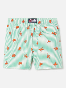 Jean Lighting Stretch swim shorts striped with all-over octopus print