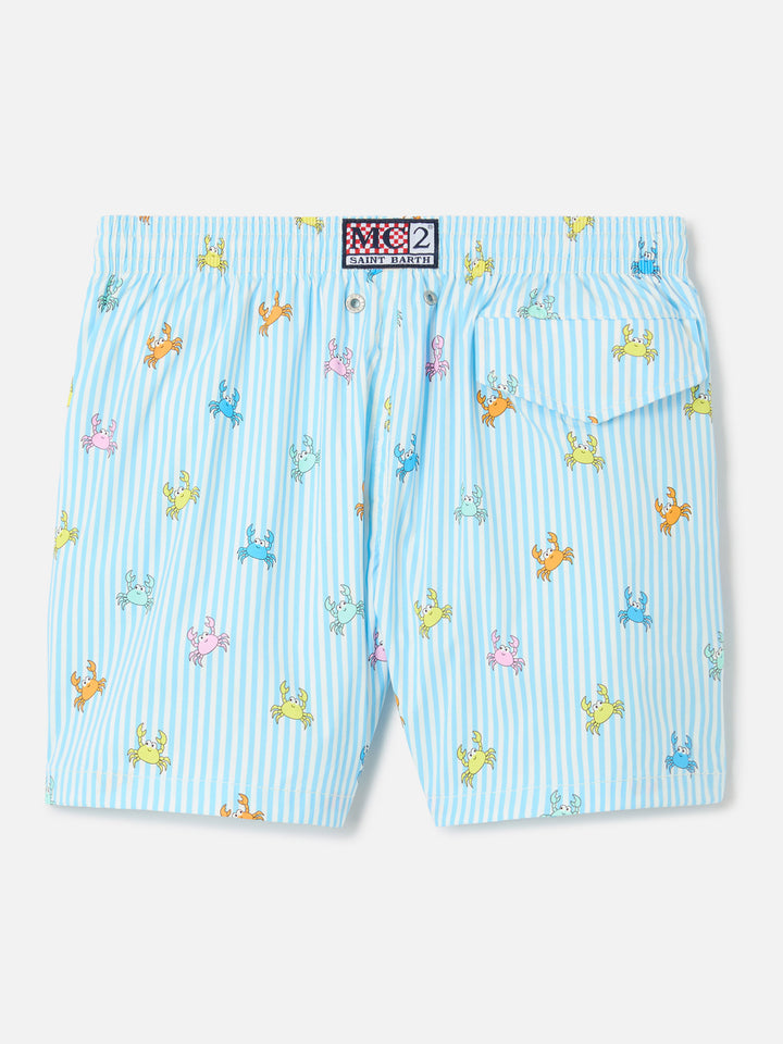 Jean Lighting Stretch swim shorts striped with all-over crabs print