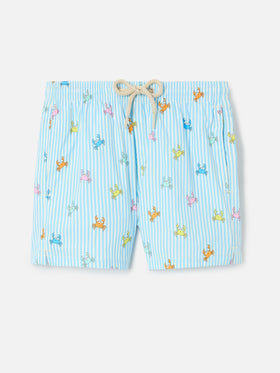 Jean Lighting Stretch swim shorts striped with all-over crabs print