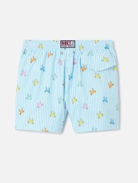 Jean Lighting Stretch swim shorts striped with all-over crabs print