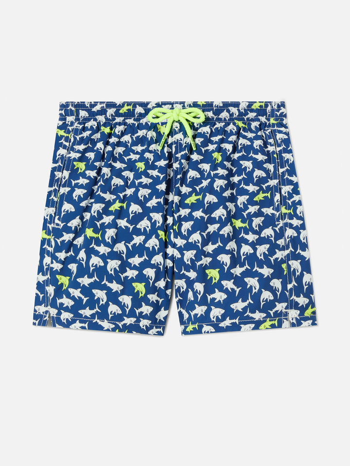 Bañador corto Jean Lighting Stretch con estampado integral de tiburones 