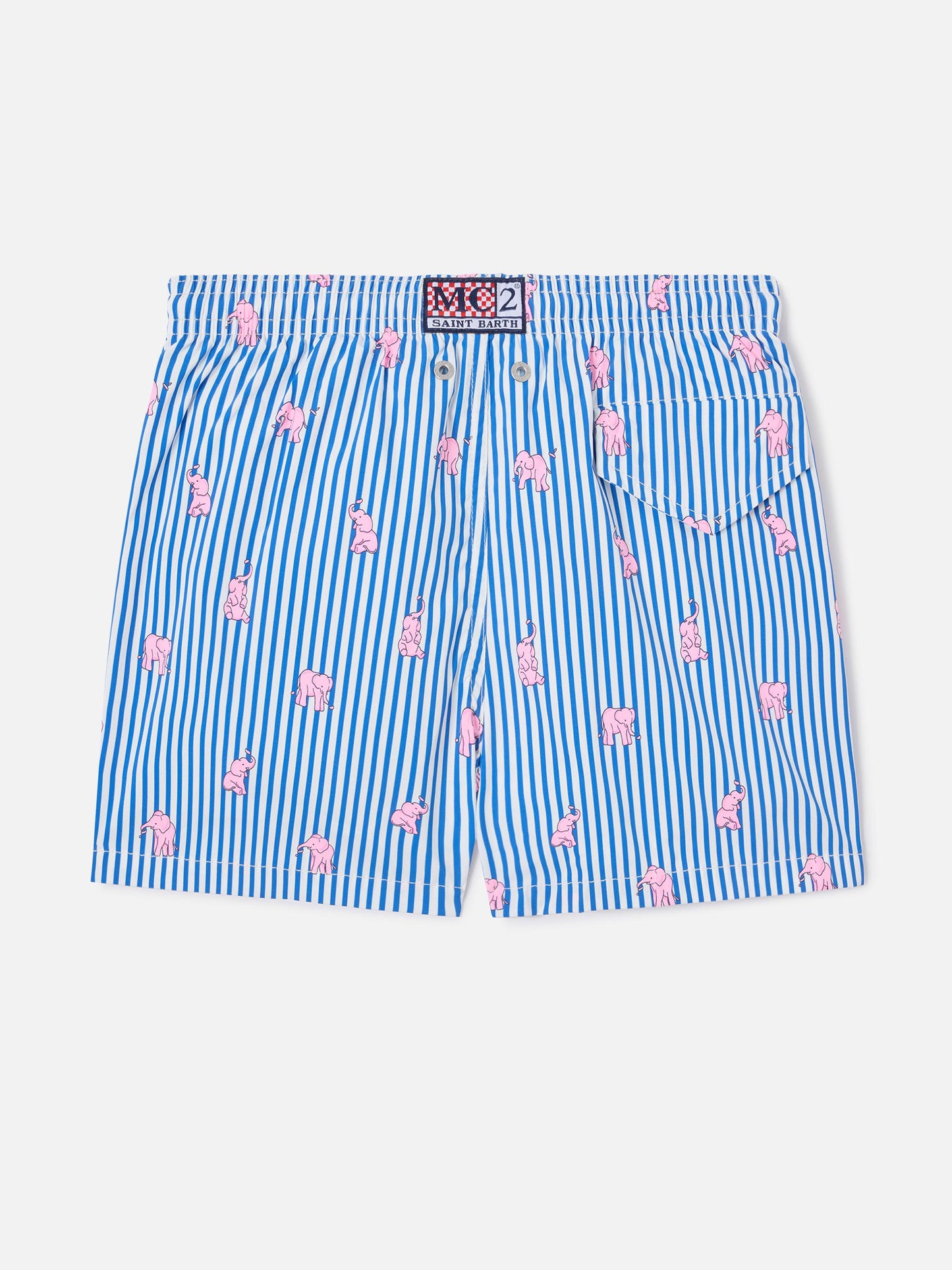 Jean Lighting Stretch Badeshorts mit Streifen und Elefanten-Print 