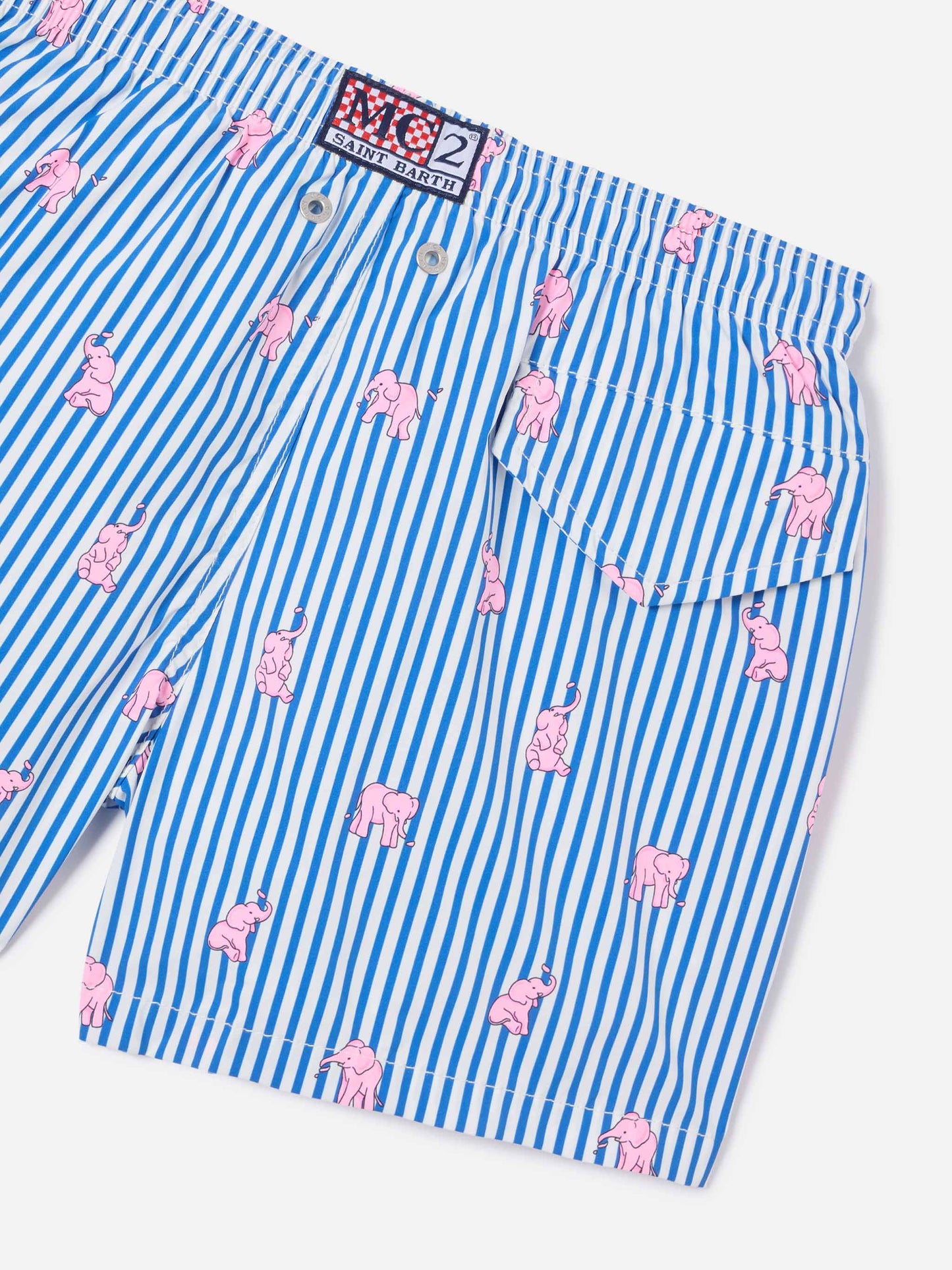 Jean Lighting Stretch Badeshorts mit Streifen und Elefanten-Print 