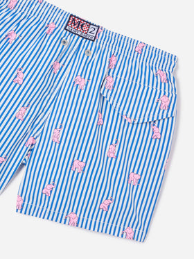 Jean Lighting Stretch Badeshorts mit Streifen und Elefanten-Print 