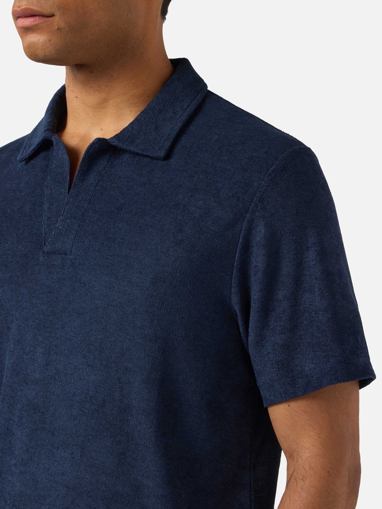 Polo Jeremy azul marino en algodón con efecto rizo 