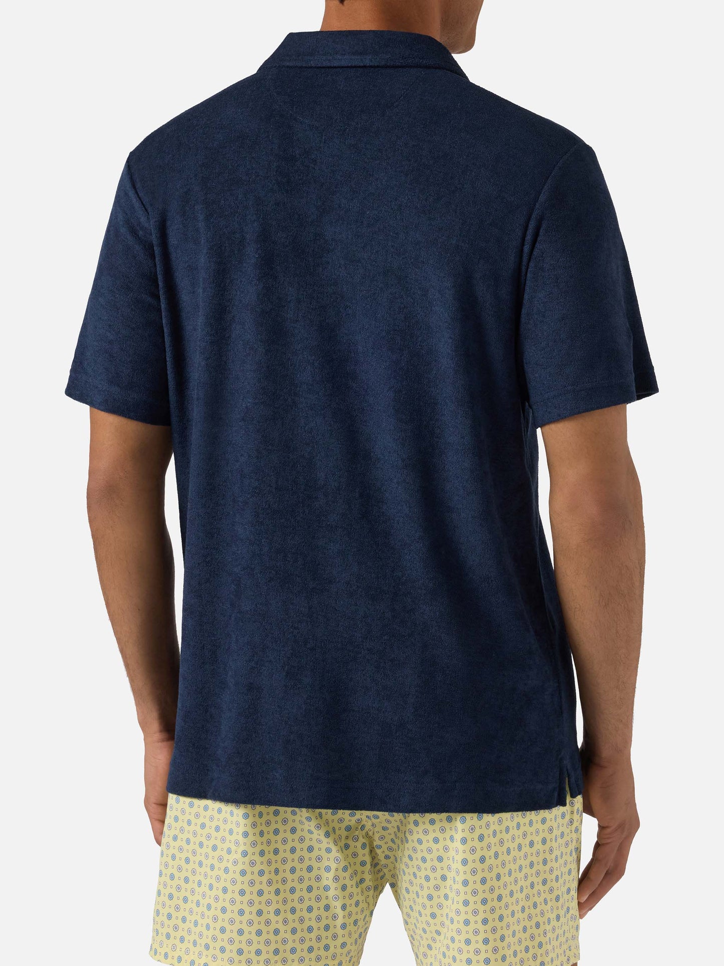 Polo Jeremy azul marino en algodón con efecto rizo 