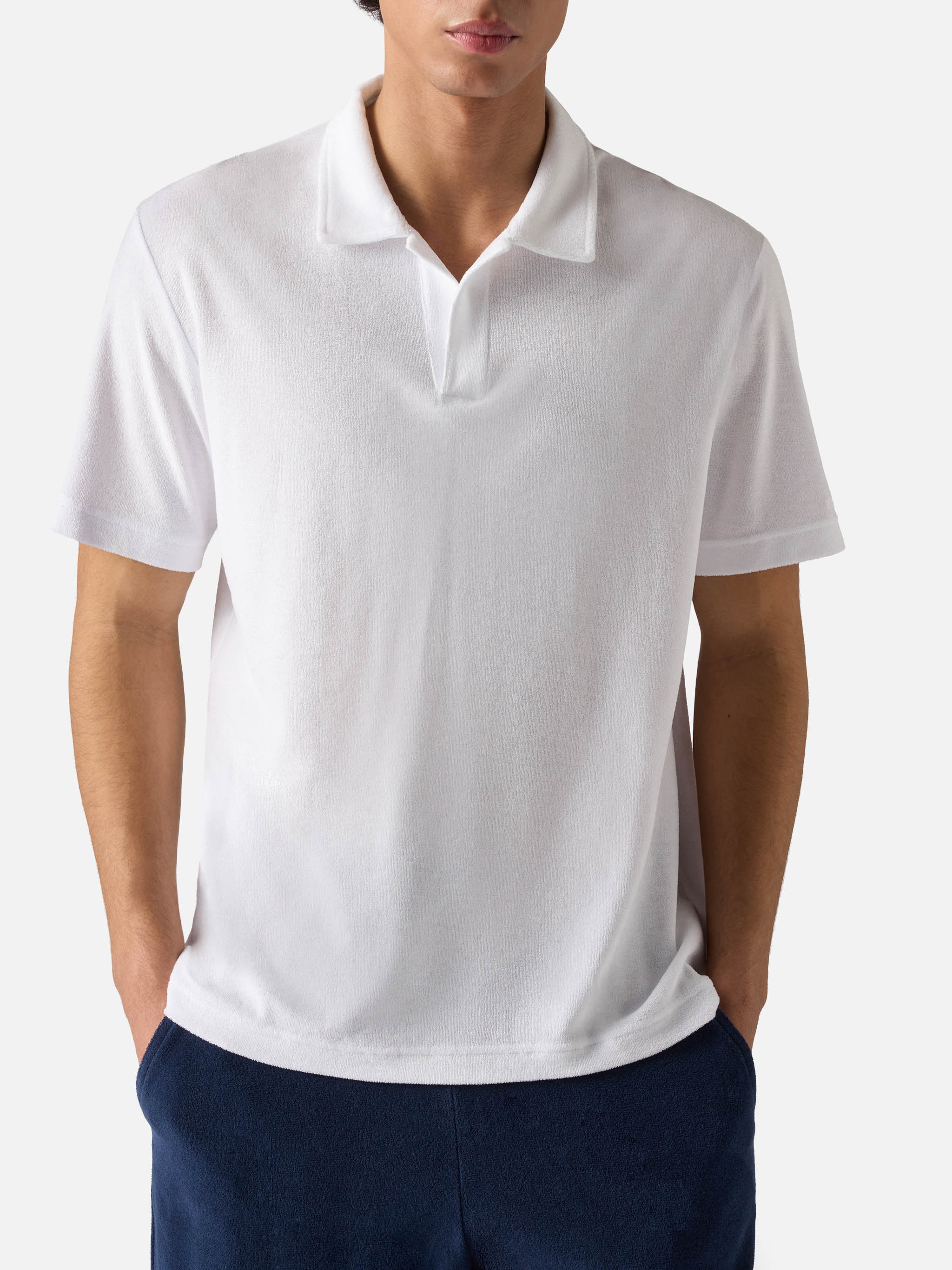 White Jeremy polo in terry-effect cotton – MC2 Saint Barth