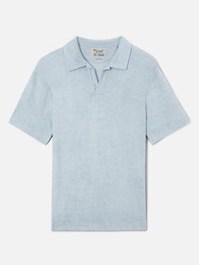 Light blue Jeremy polo in terry-effect cotton