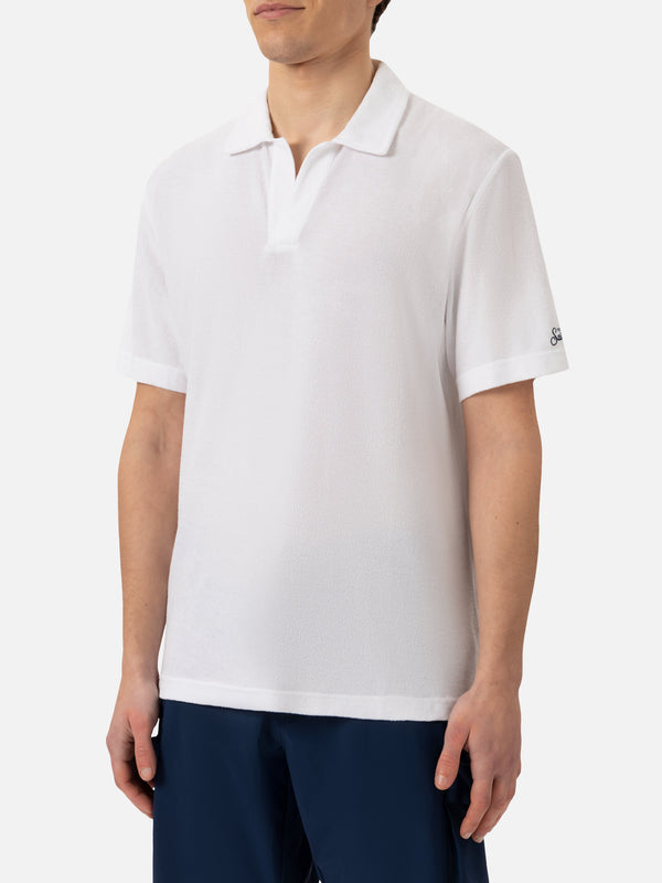 Jeremy white terry polo shirt