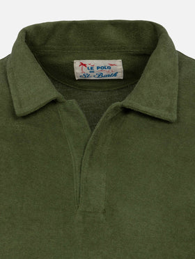 Jeremy military green terry buttonless polo shirt - MC2 Saint Barth