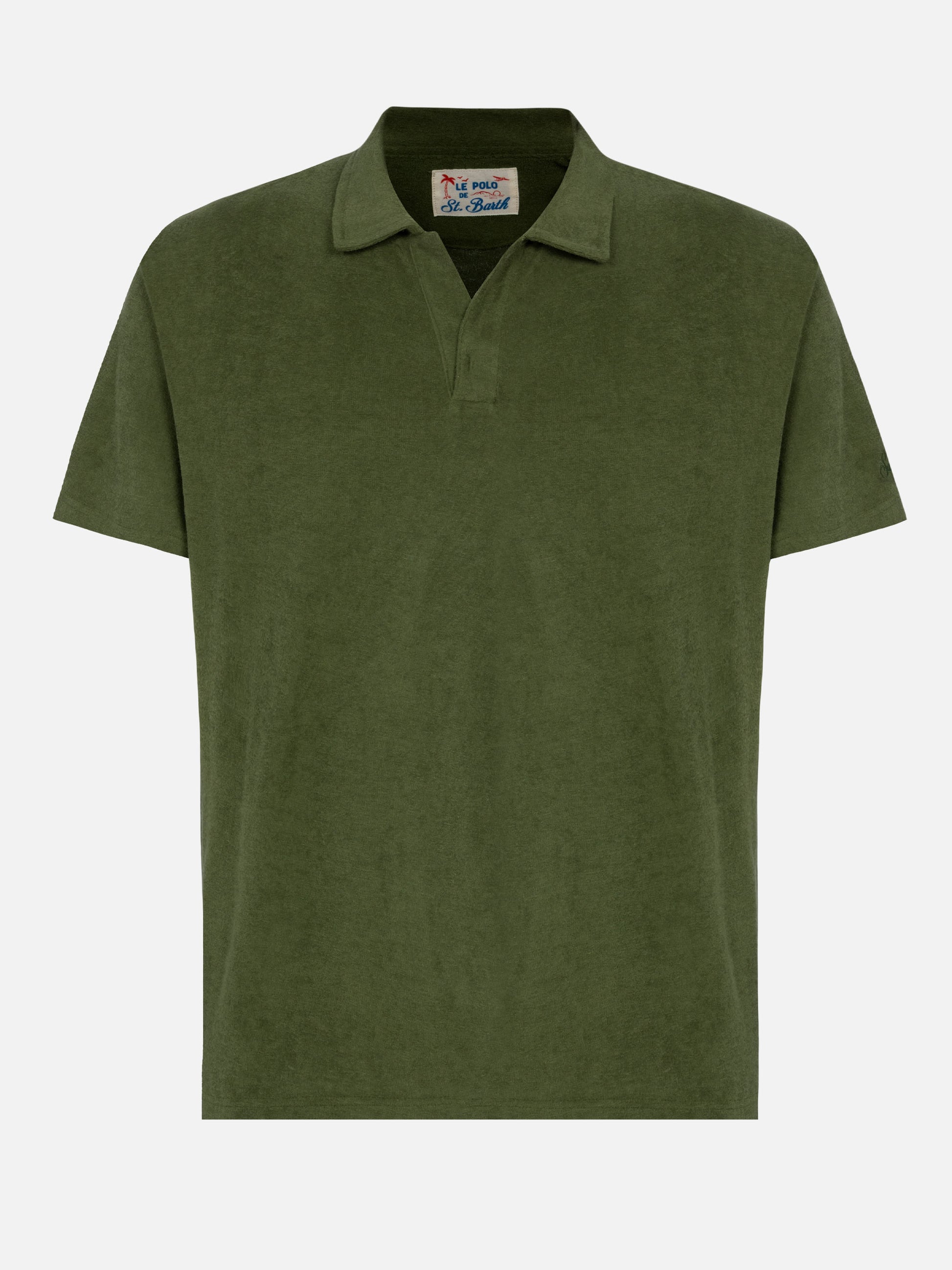 Jeremy military green terry buttonless polo shirt - MC2 Saint Barth