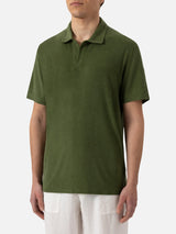 Jeremy military green terry polo shirt