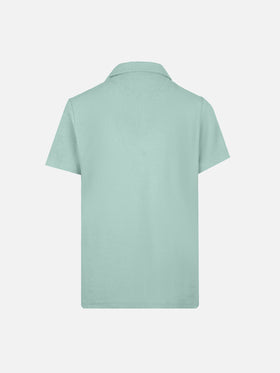 Jeremy Jr. – Salbeigrünes Frottee-Poloshirt