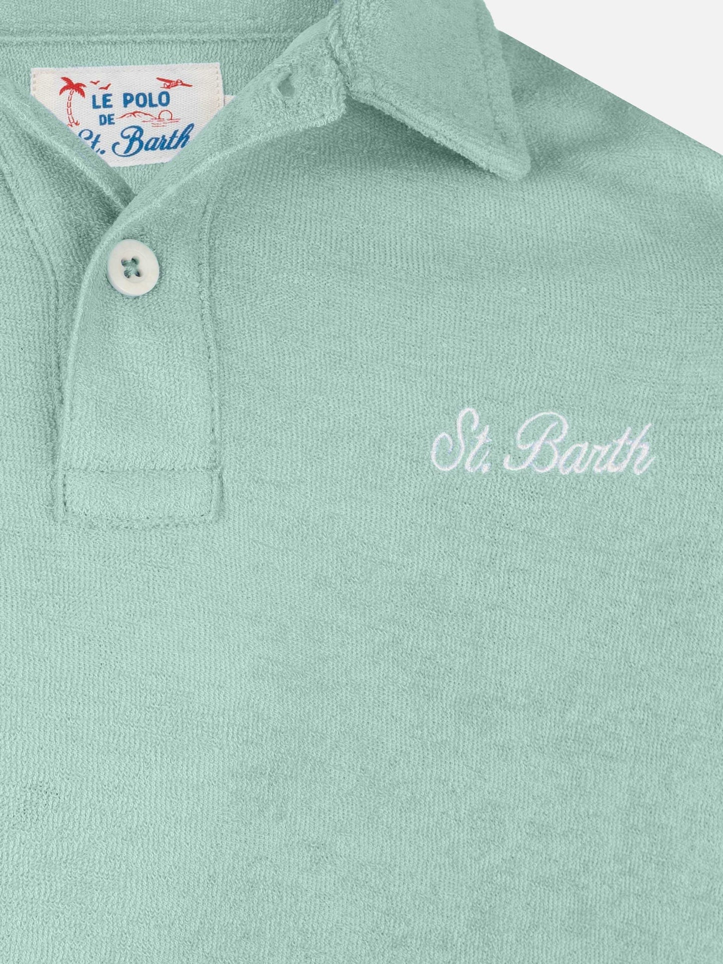 Jeremy Jr. – Salbeigrünes Frottee-Poloshirt
