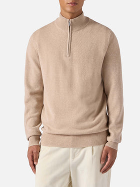 Jermyn lambswool half-zip sweater in beige
