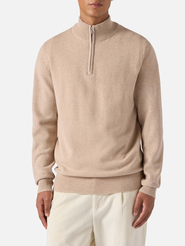 Jermyn lambswool half-zip sweater in beige