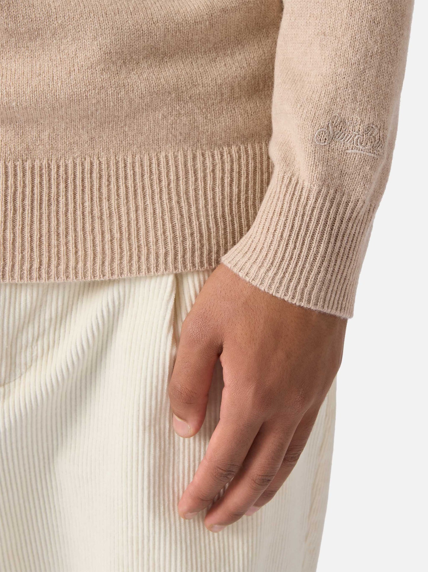 Jermyn lambswool half-zip sweater in beige