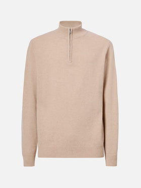 Jermyn lambswool half-zip sweater in beige