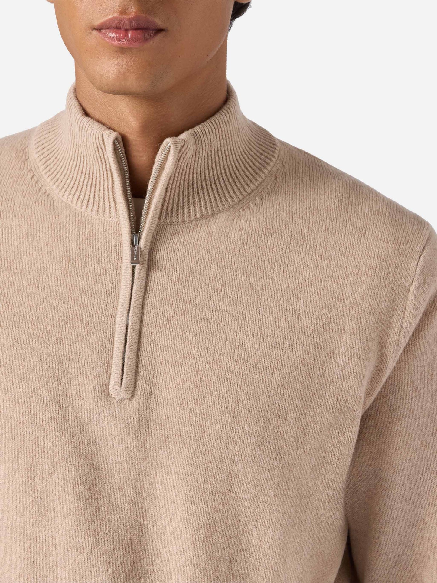 Jermyn lambswool half-zip sweater in beige