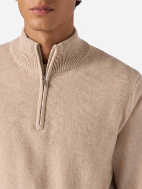 Jermyn lambswool half-zip sweater in beige