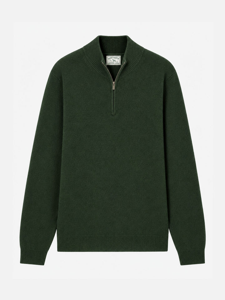 Maglione con mezza zip Jermyn Lambswool verde militare