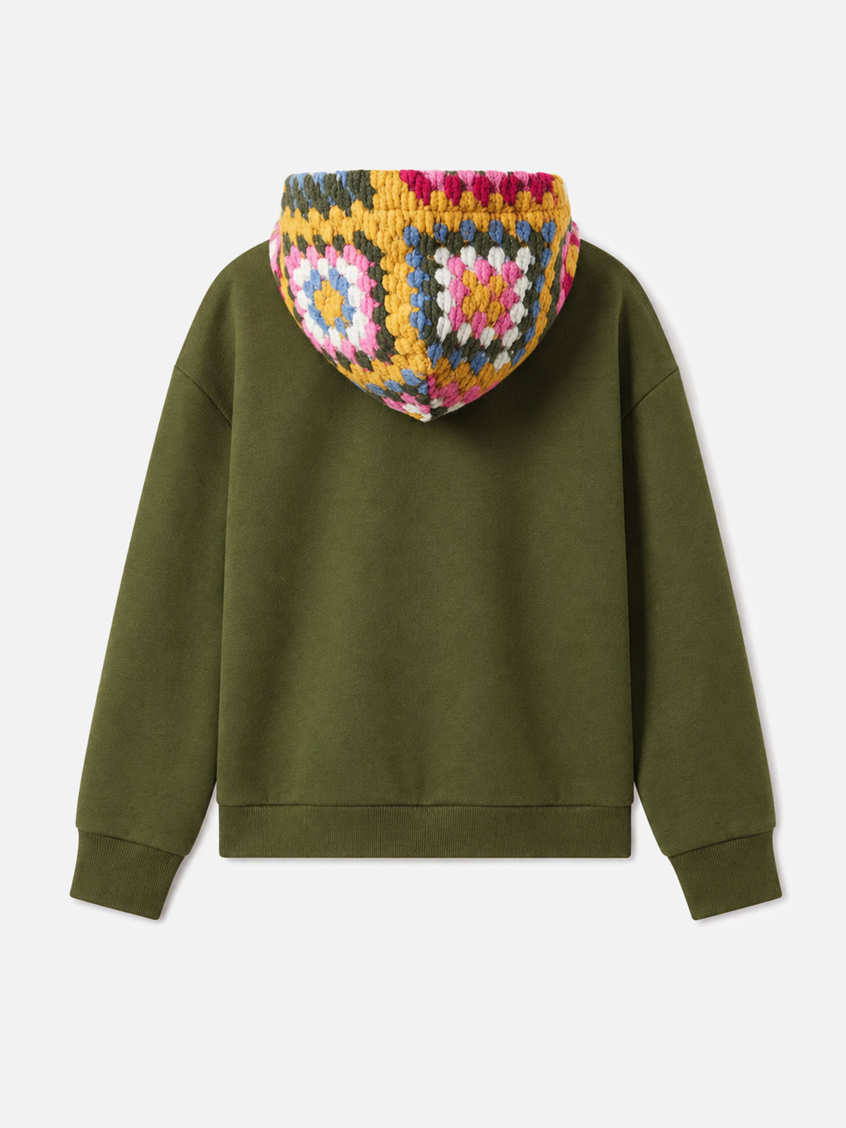 Felpa con cappuccio Jeune Jr verde con motivo crochet