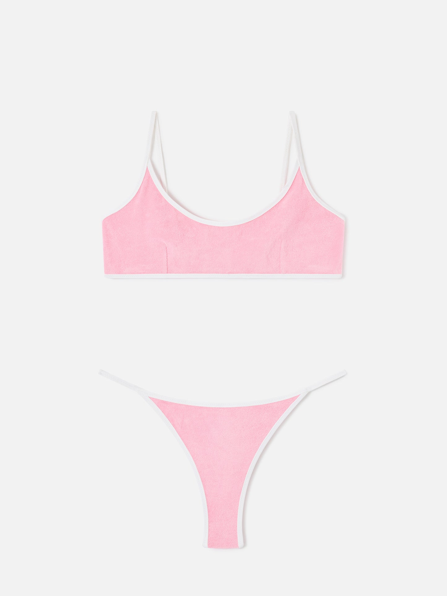 Pink Juliane String terry bikini with piping | Special Edition