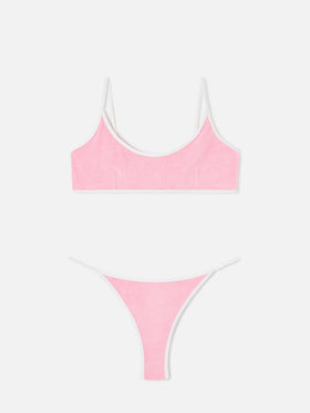 Pink Juliane String terry bikini with piping | Special Edition