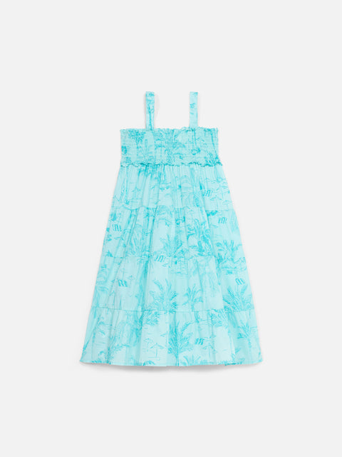 Girl cotton dress Jemine Jr with toile de jouy print - MC2 Saint Barth