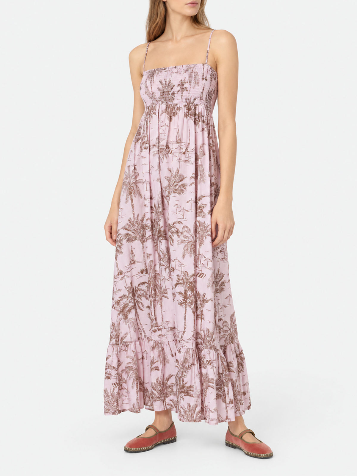 Woman cotton dress Jemma with smocked embroidery