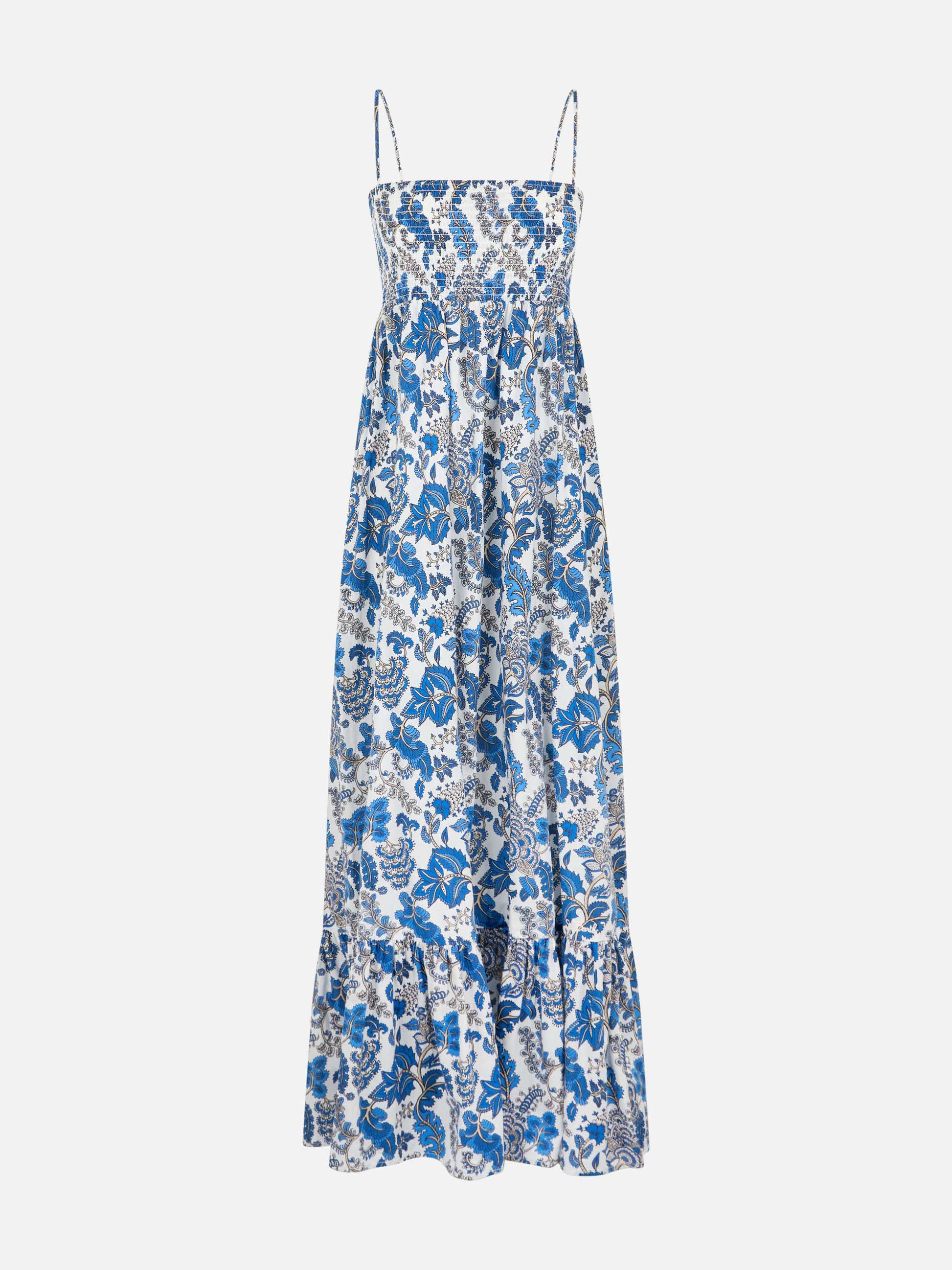 Woman cotton dress Jemma with smocked embroidery - MC2 Saint Barth
