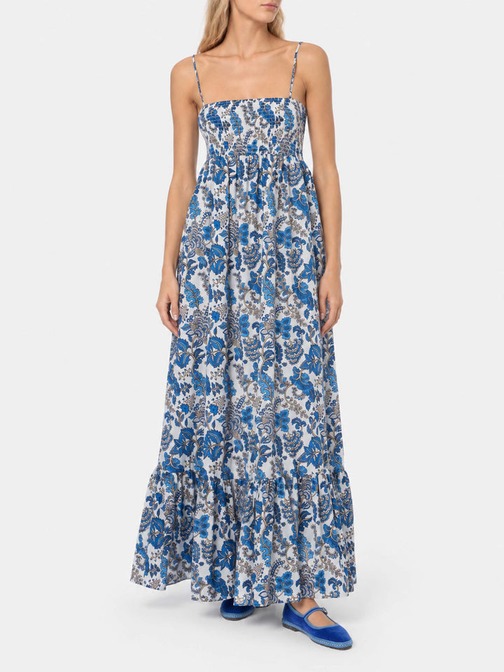 Woman cotton dress Jemma with smocked embroidery