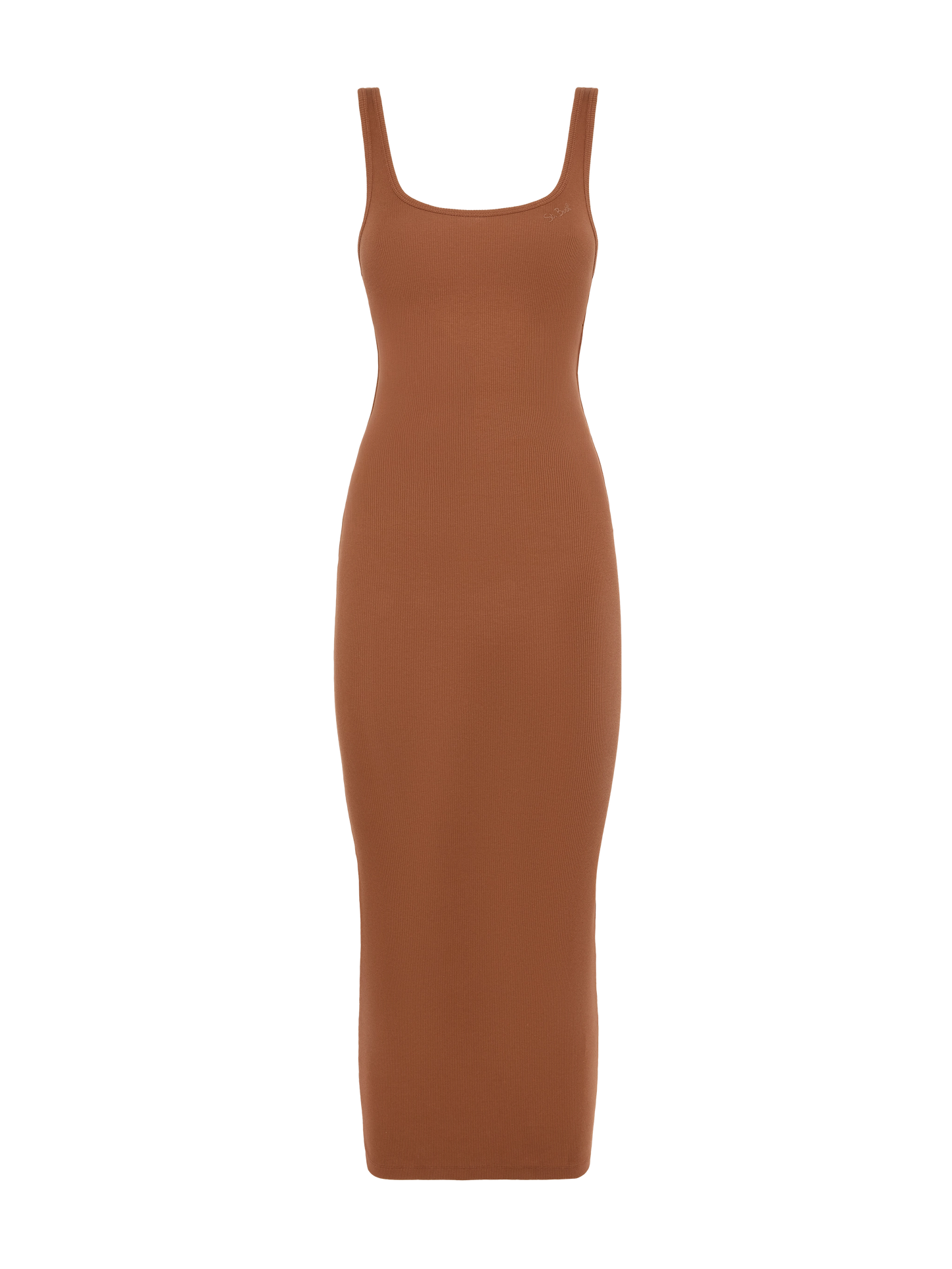 Jennifer ribbed brown cotton jersey tank dress