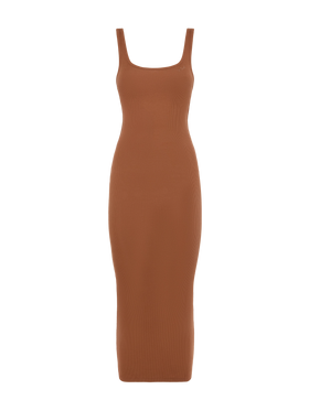 Jennifer ribbed brown cotton jersey tank dress