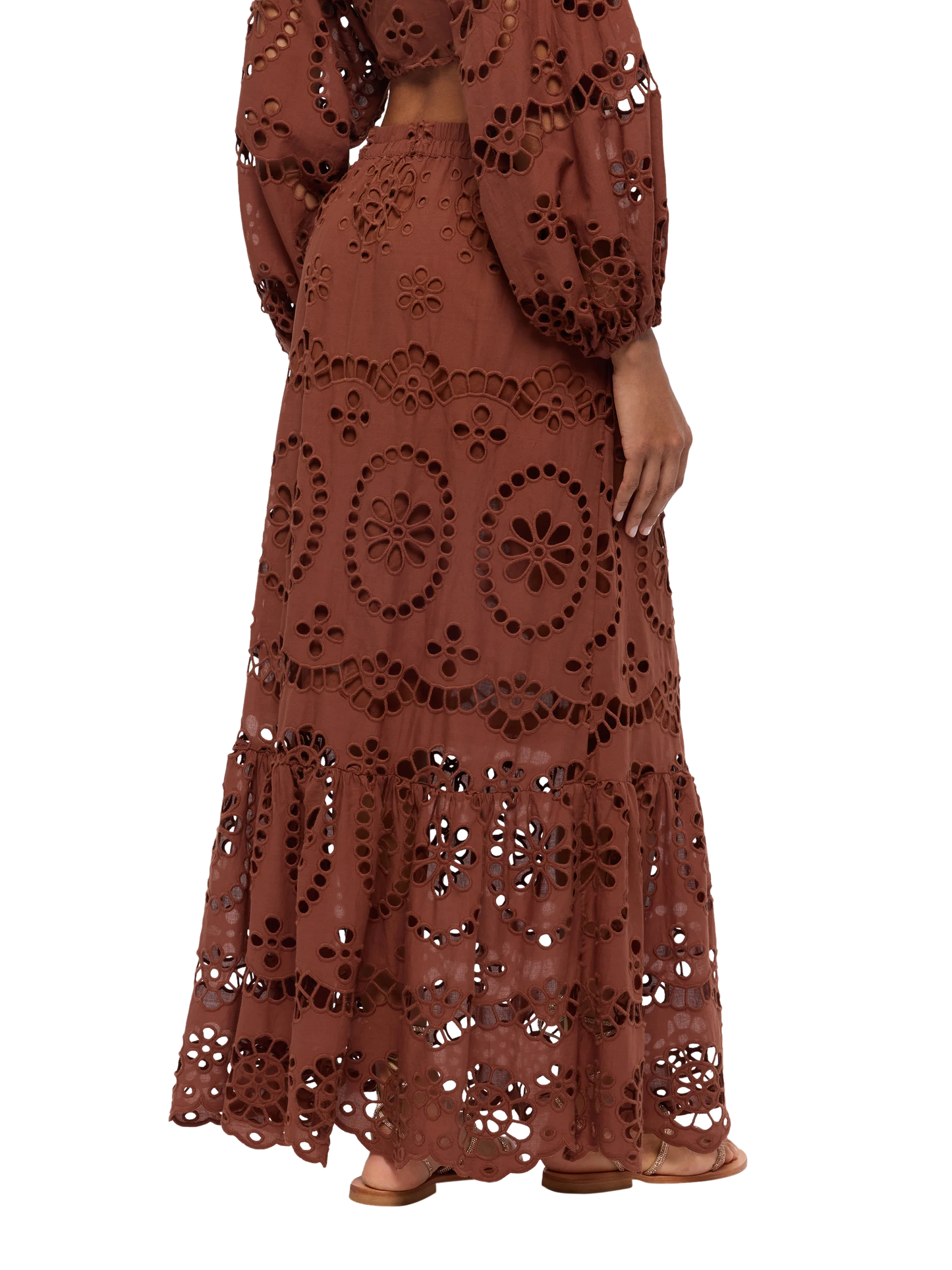 Jenny camel brown cotton Sangallo skirt - MC2 Saint Barth