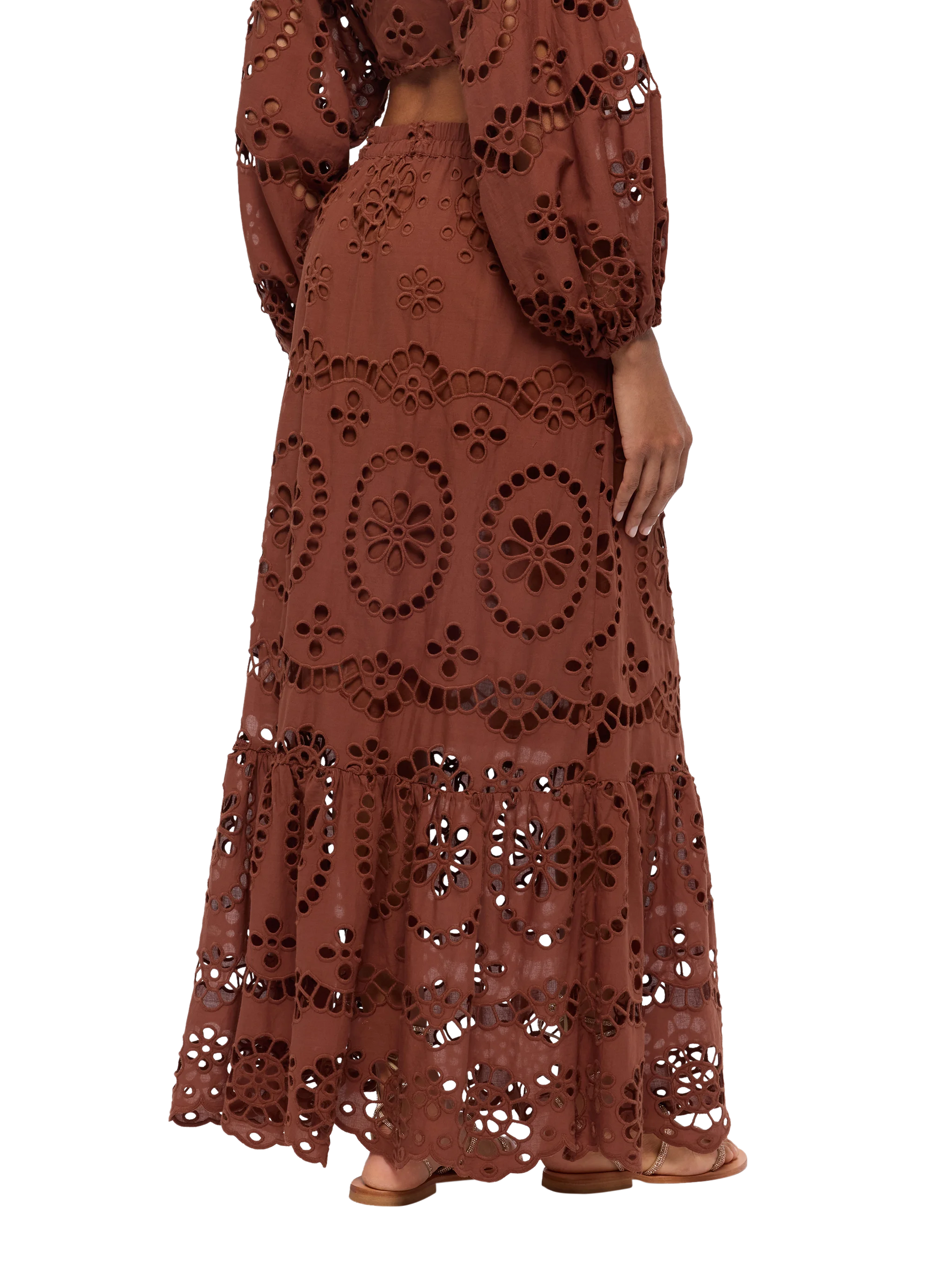 Jenny camel brown cotton Sangallo skirt - MC2 Saint Barth