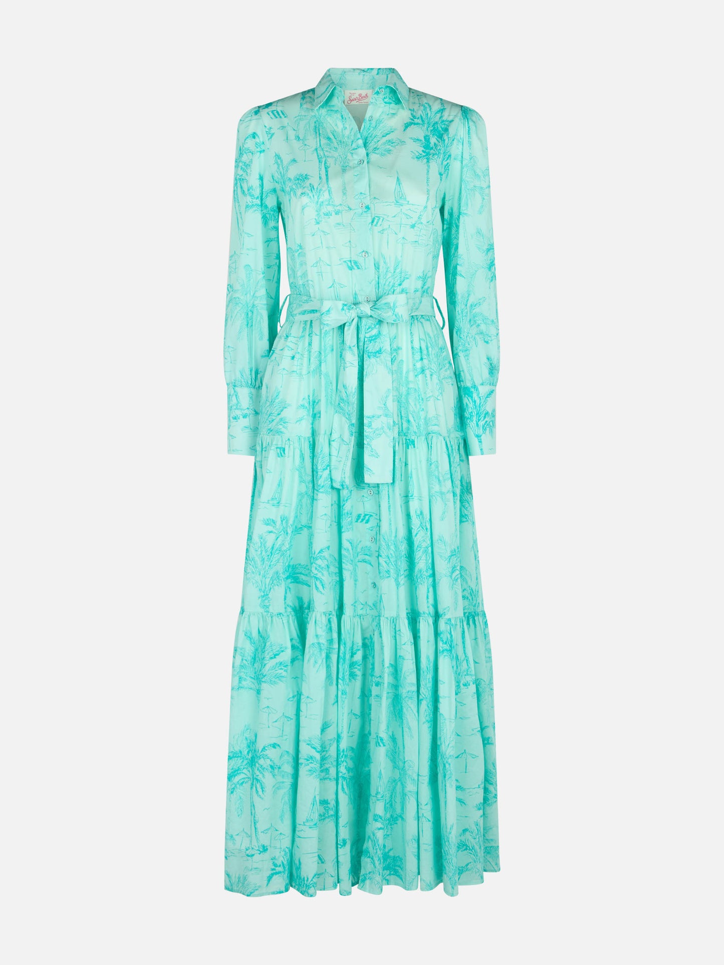 Woman water green toile de jouy cotton dress Jensen - MC2 Saint Barth