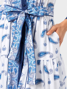 Robe Jensen en coton à motif cachemire bleu 