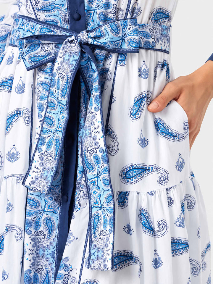 Robe Jensen en coton à motif cachemire bleu 