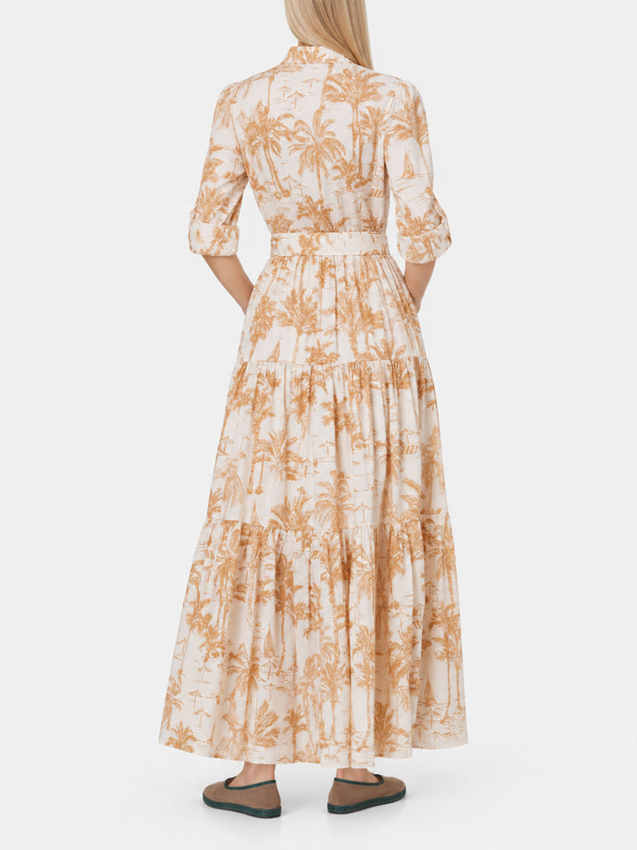 Vestido largo Jensen de algodón con estampado Toile de Jouy 