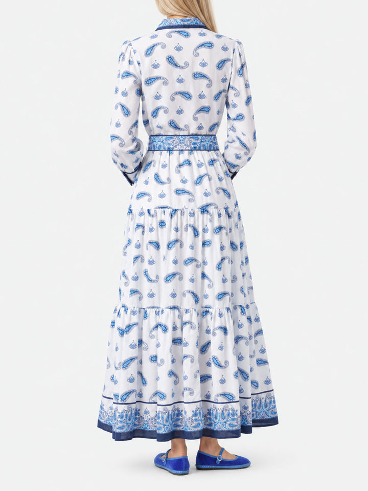 Jensen cotton long dress with paisley print