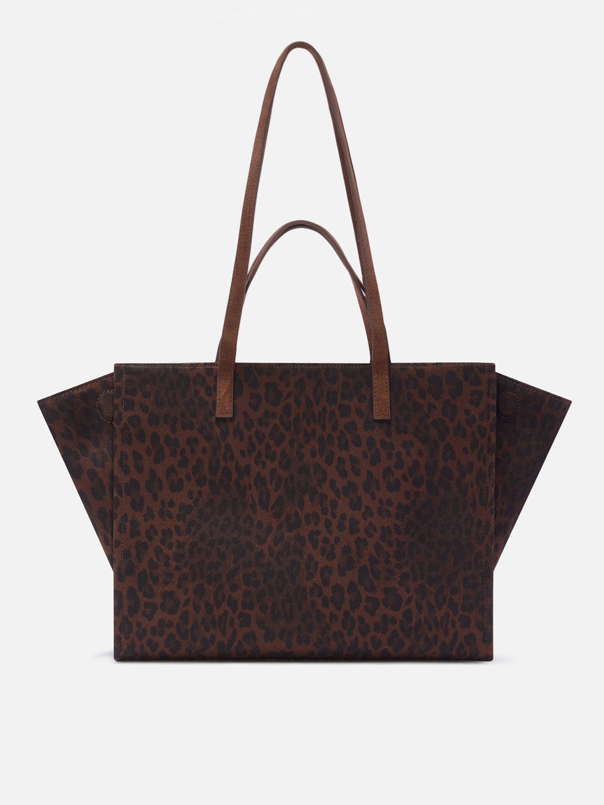 Bolso Large Jour de denim con estampado de leopardo y asas de ante 