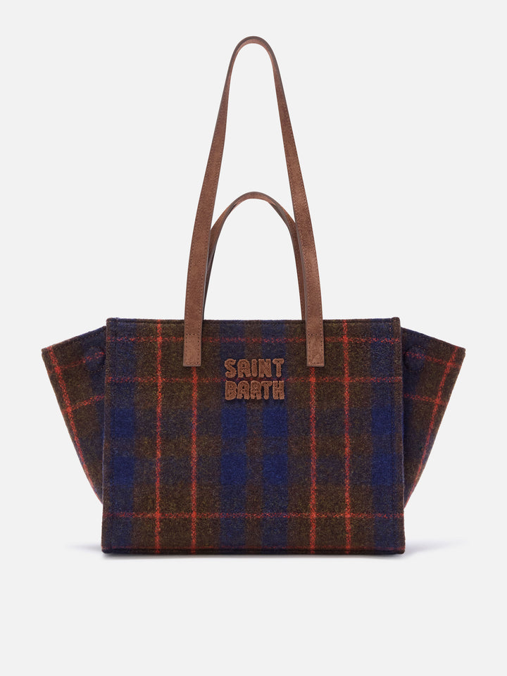 Medium Jour bag in tartan pattern with suede handles