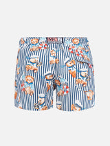 Boy cotton swim shorts with sailor bear print