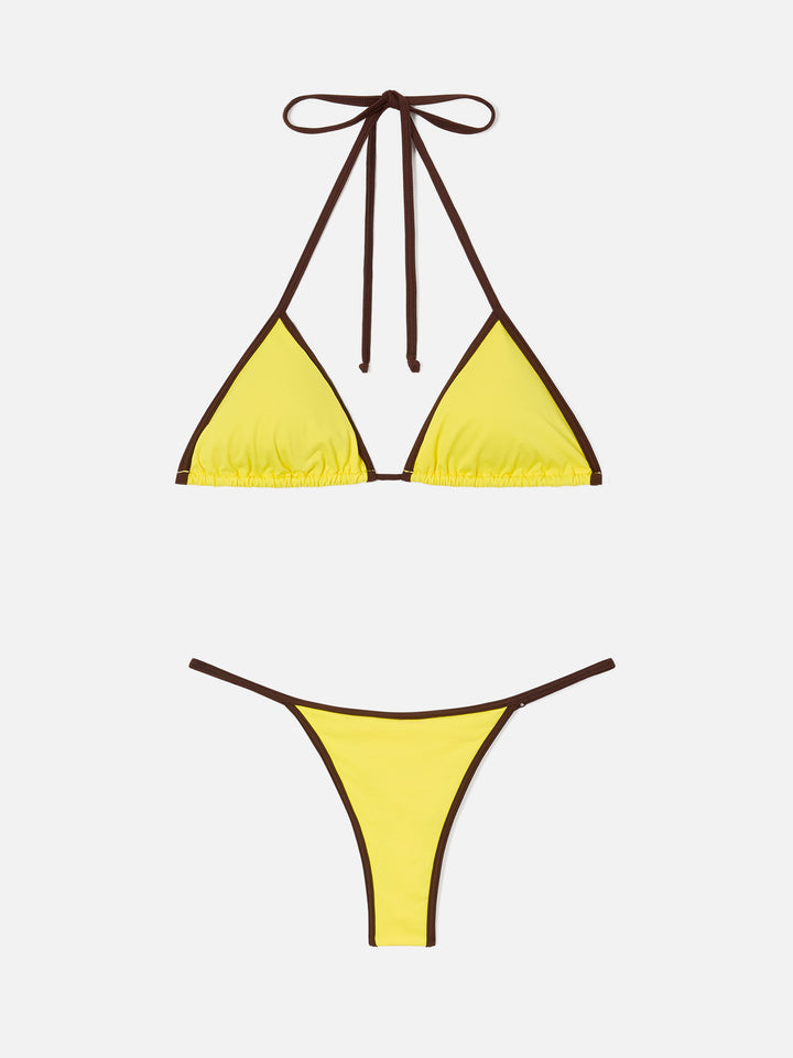 Yellow Joleah String bikini with contrast ties