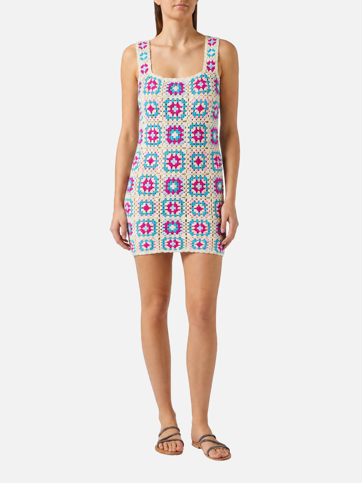 Vestido multicolor de algodón de crochet Jaisal 