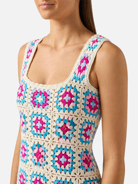 Mehrfarbiges Jaisal Häkelkleid aus Baumwolle 