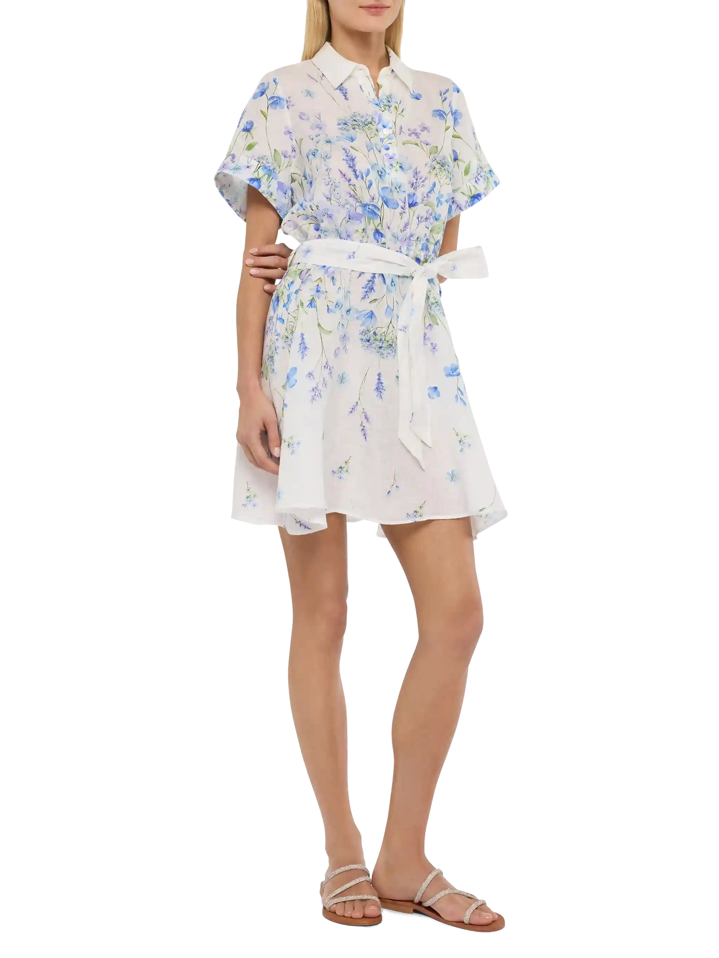 Joseline linen dress with floral print